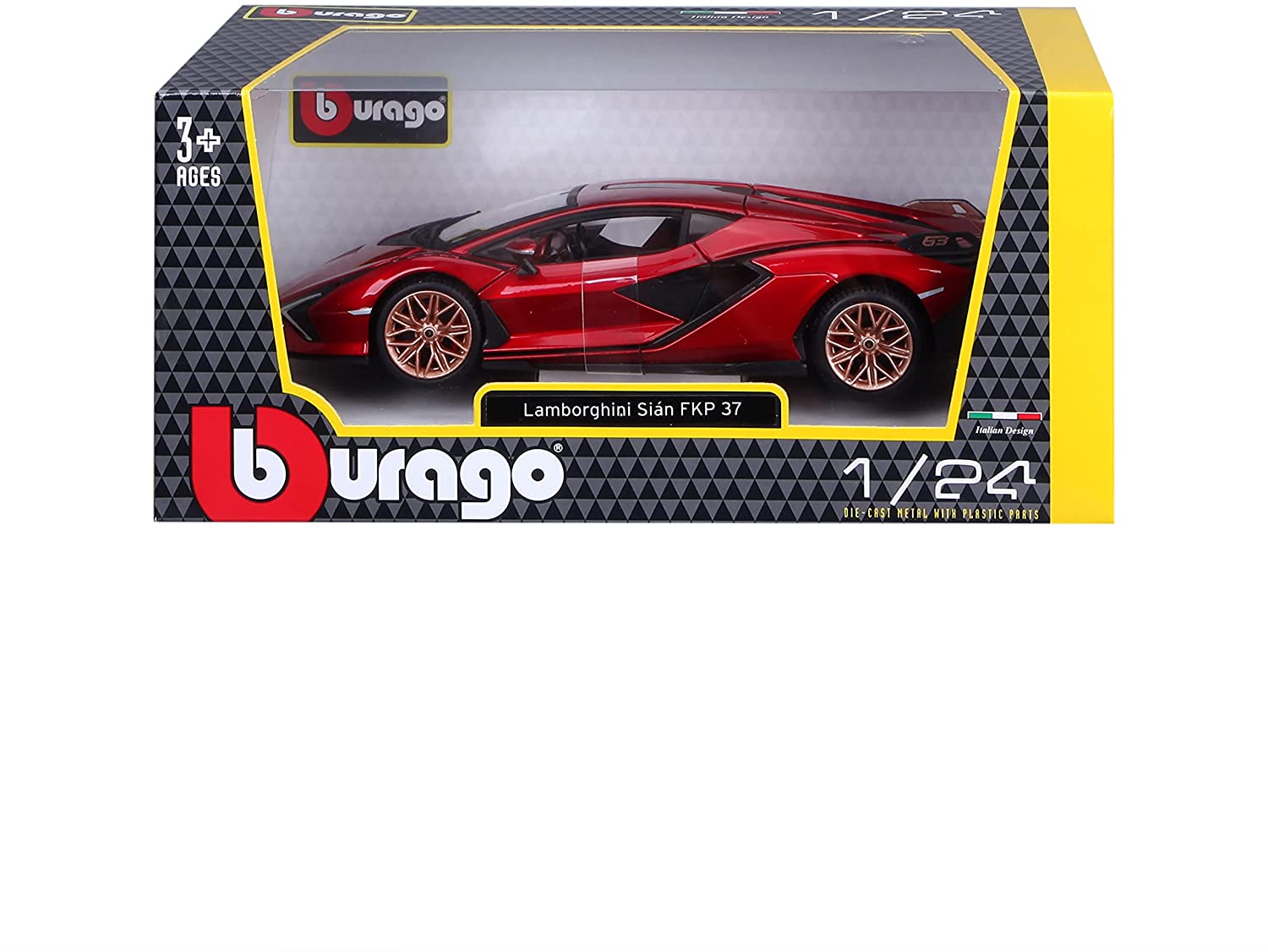 Bburago 18-21099 - Modellauto -  Lamborghini Sian FKP 37 (rot, Maßstab 1:24) 