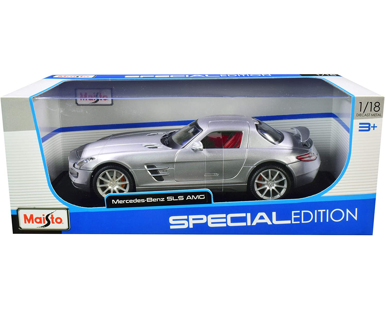 Maisto 31389 - Modellauto - Mercedes SLS AMG (silber, Maßstab 1:18)