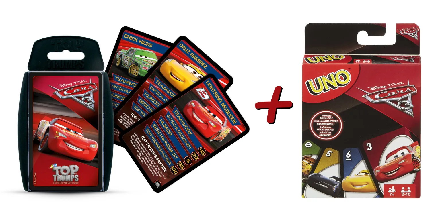 Cars 3 Kartenspiel 2er Set (Top Trumps + UNO)