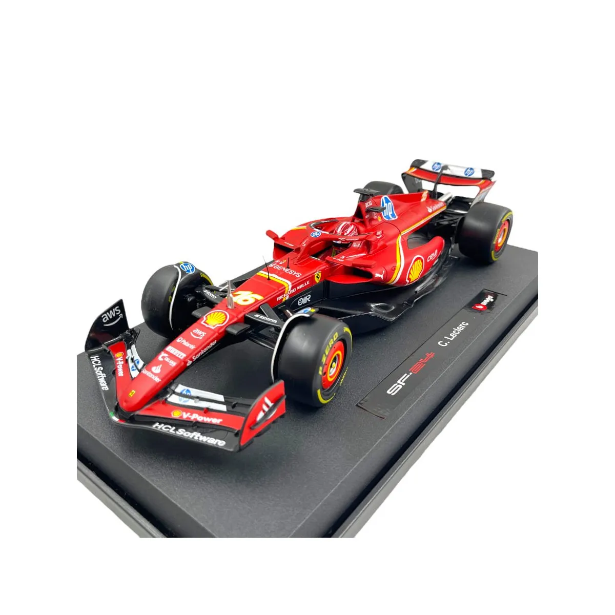 Bburago 18-16815L - Modellauto - F1 Ferrari SF-24, Imola Version Leclerc #16 2024 (Maßstab 1:18)