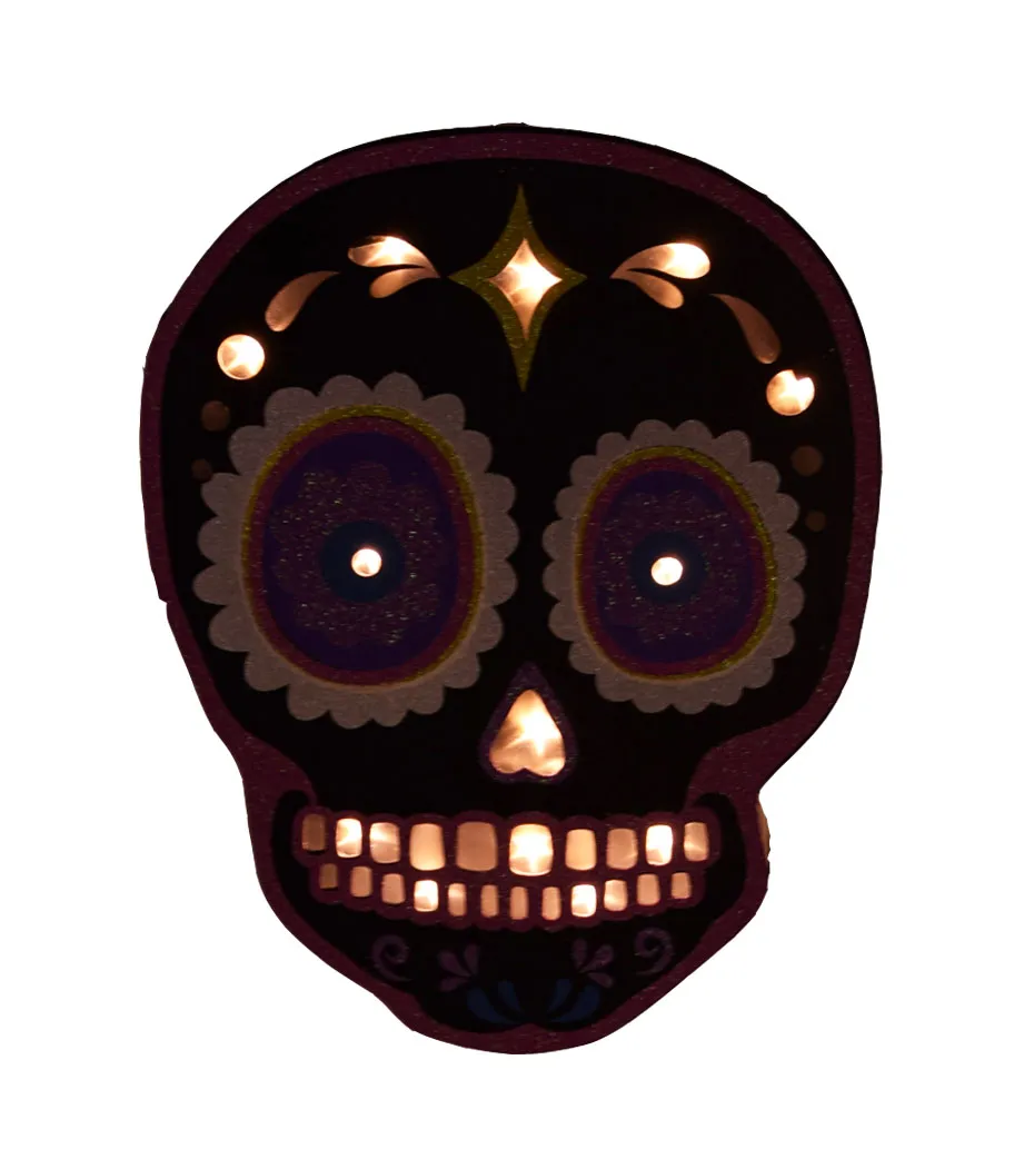 LED Holz Zuckerschädel