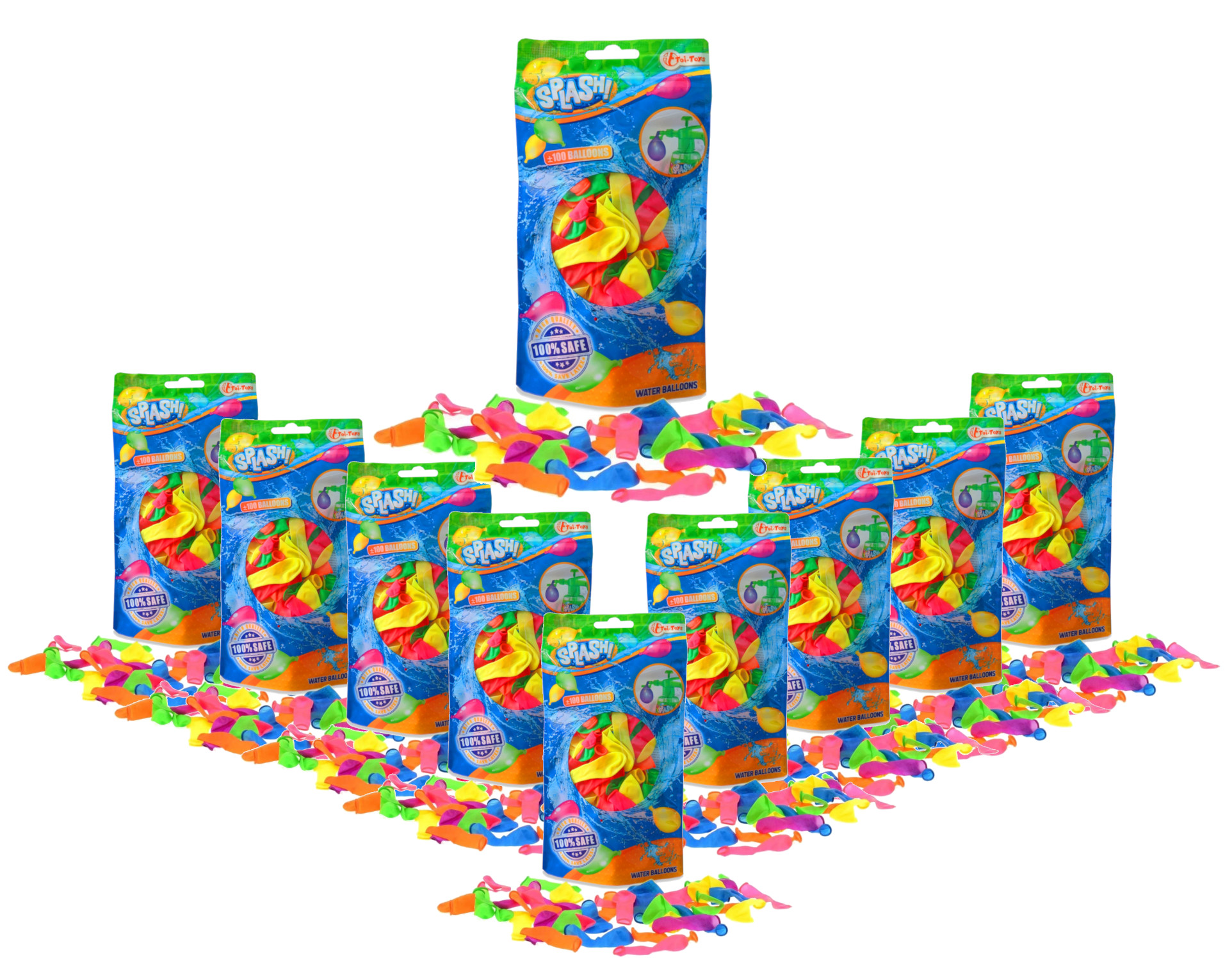 Toi-Toys - SPLASH HQ Wasserballons 1000 Stück in 10x 100er Beuteln Toi-Toys - SPLASH HQ Wasserballons 1000 Stück in 10x 100er Beuteln