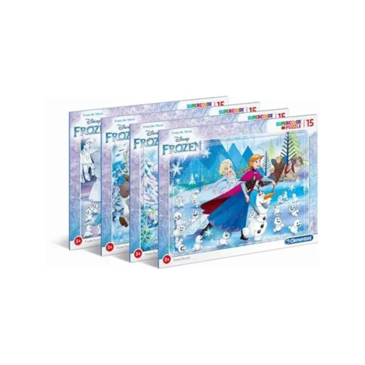 Clementoni 22226 - Supercolor Puzzle 4er Set - Frozen (15 Teile) 4 Motive