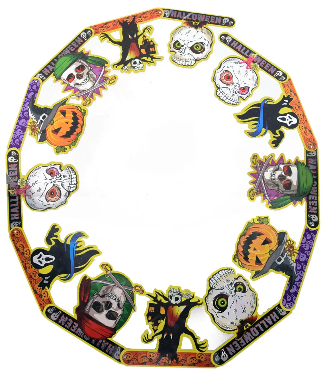 Halloween Deko 2er Set (Papier Girlande + Aufhängebild) Motiv 2