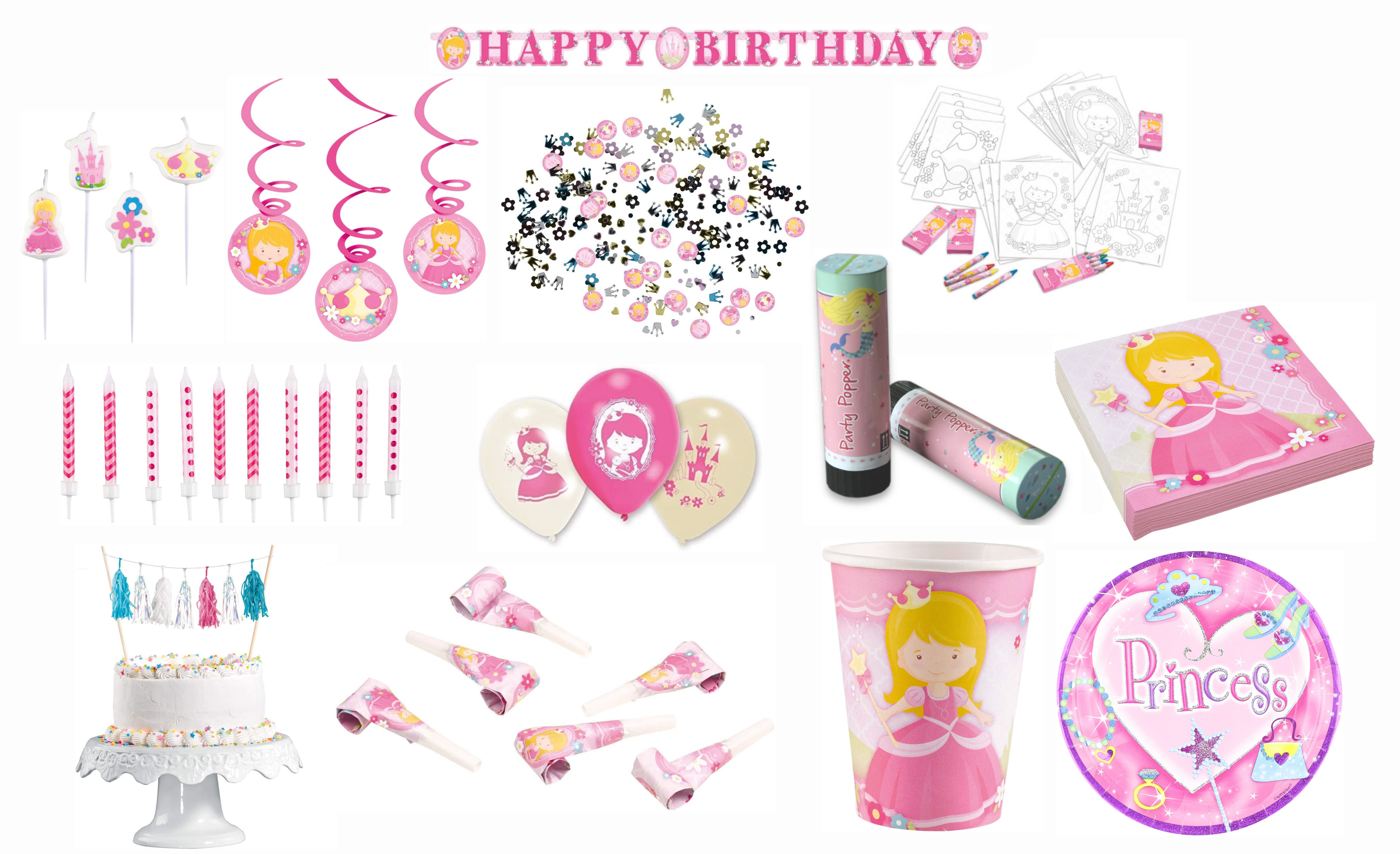 Amscan Prinzessin - großes Kindergeburtstags-Set III (77-teilig)