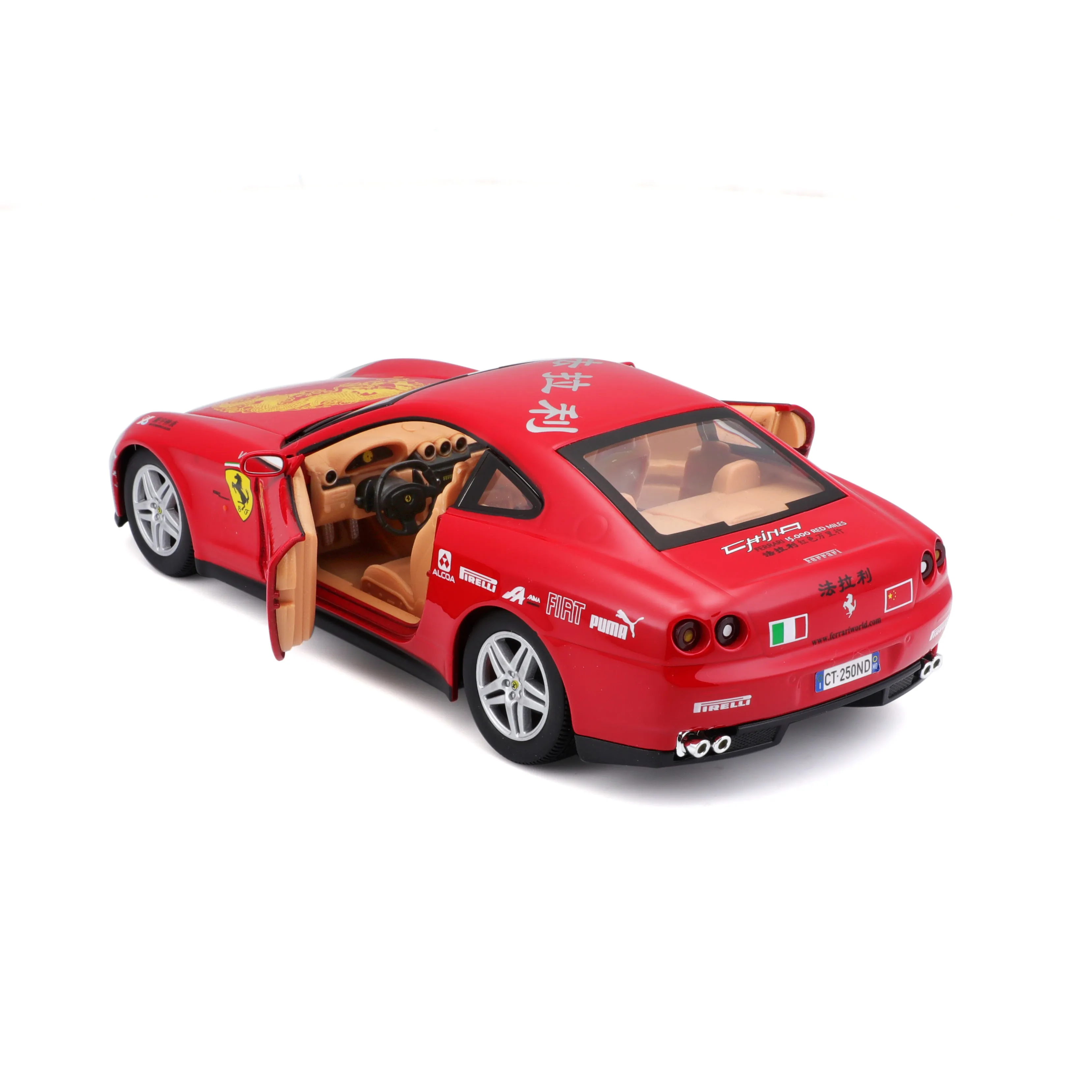 Bburago 18-26538 - Modellauto - Ferrari 612 Scaglietti China 15,000 Red Miles (rot, Maßstab 1:24)