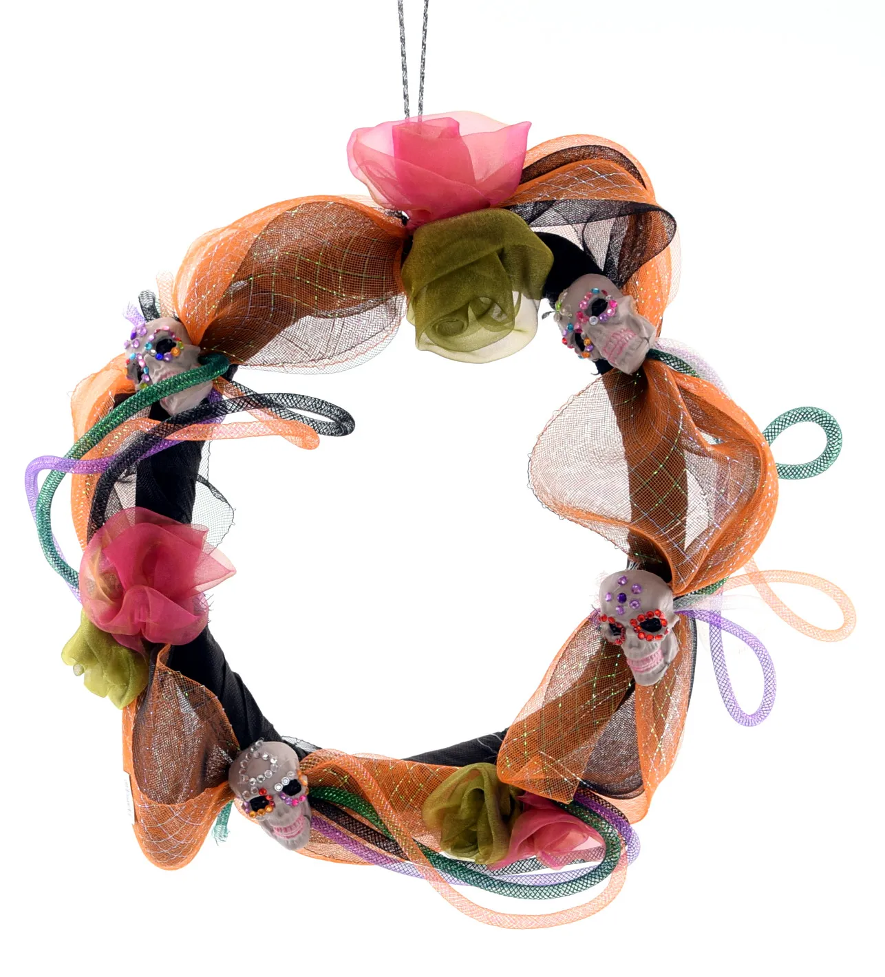 Halloween Dekoration - Totenkopf Kranz (45x45cm)