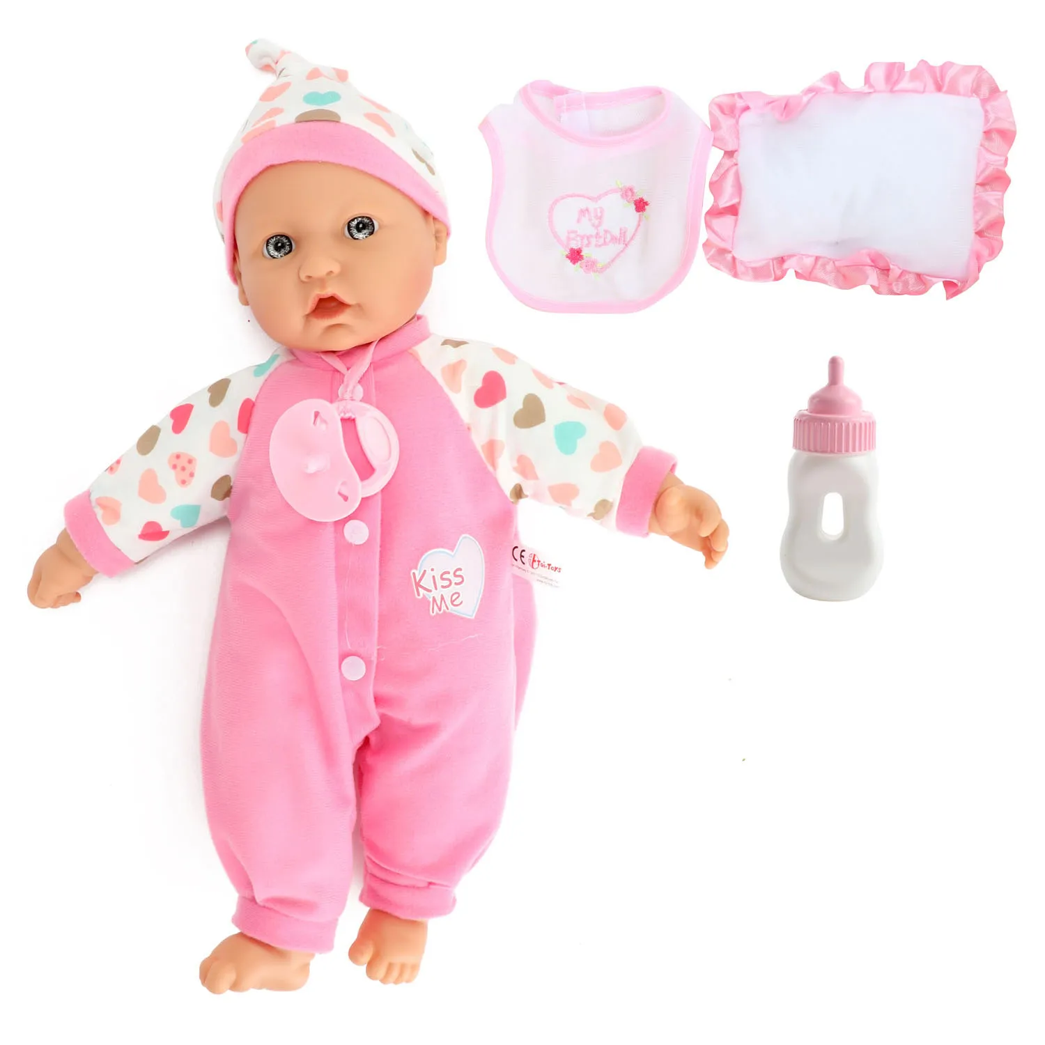 Toi-Toys 02021Z - BEAU Babypuppe 40cm mit Flasche+Lätzchen (zufällige Auswahl)