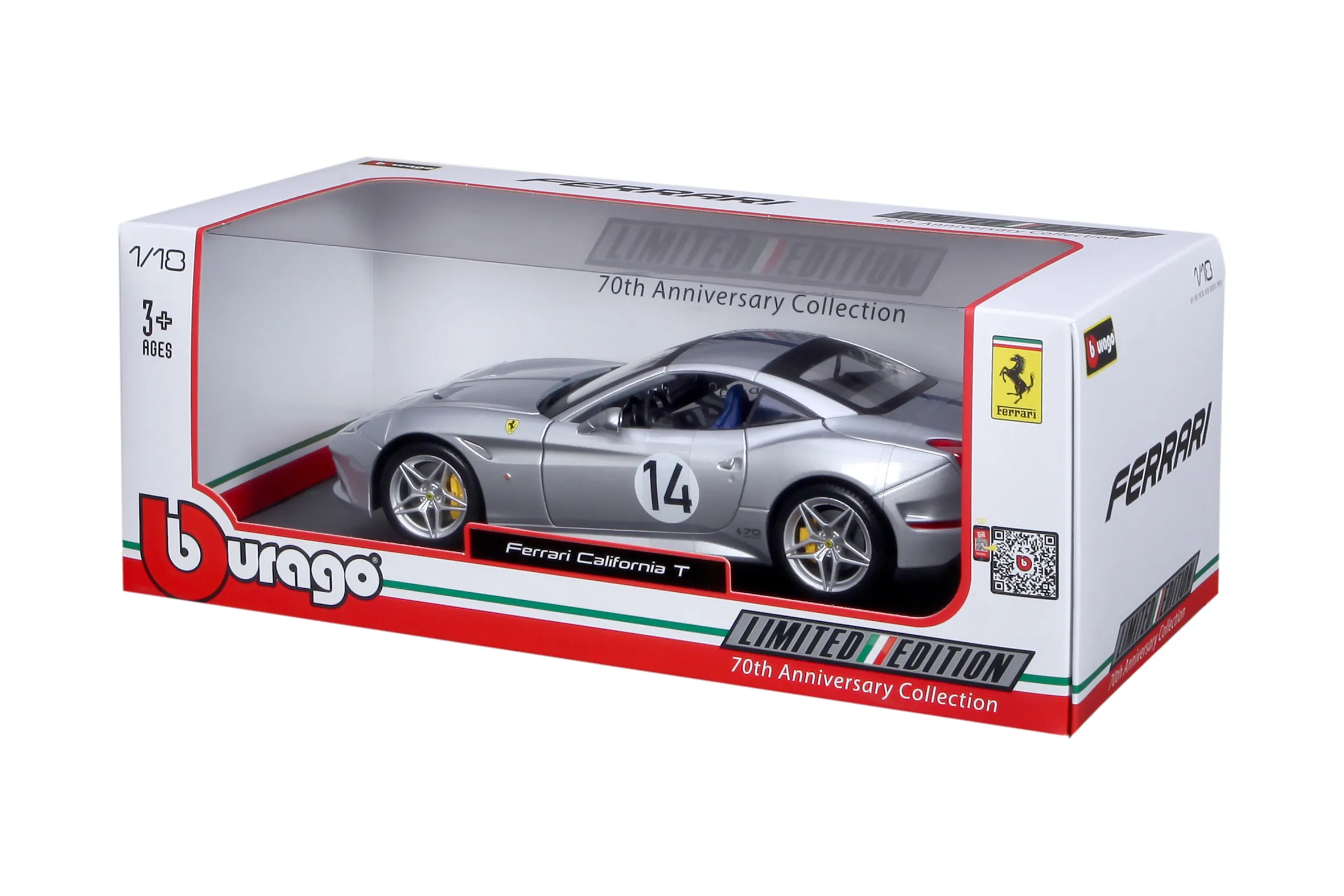 Bburago 18-76103 - Modellauto - Ferrari California T The Hot Rod (silber, Maßstab 1:18)