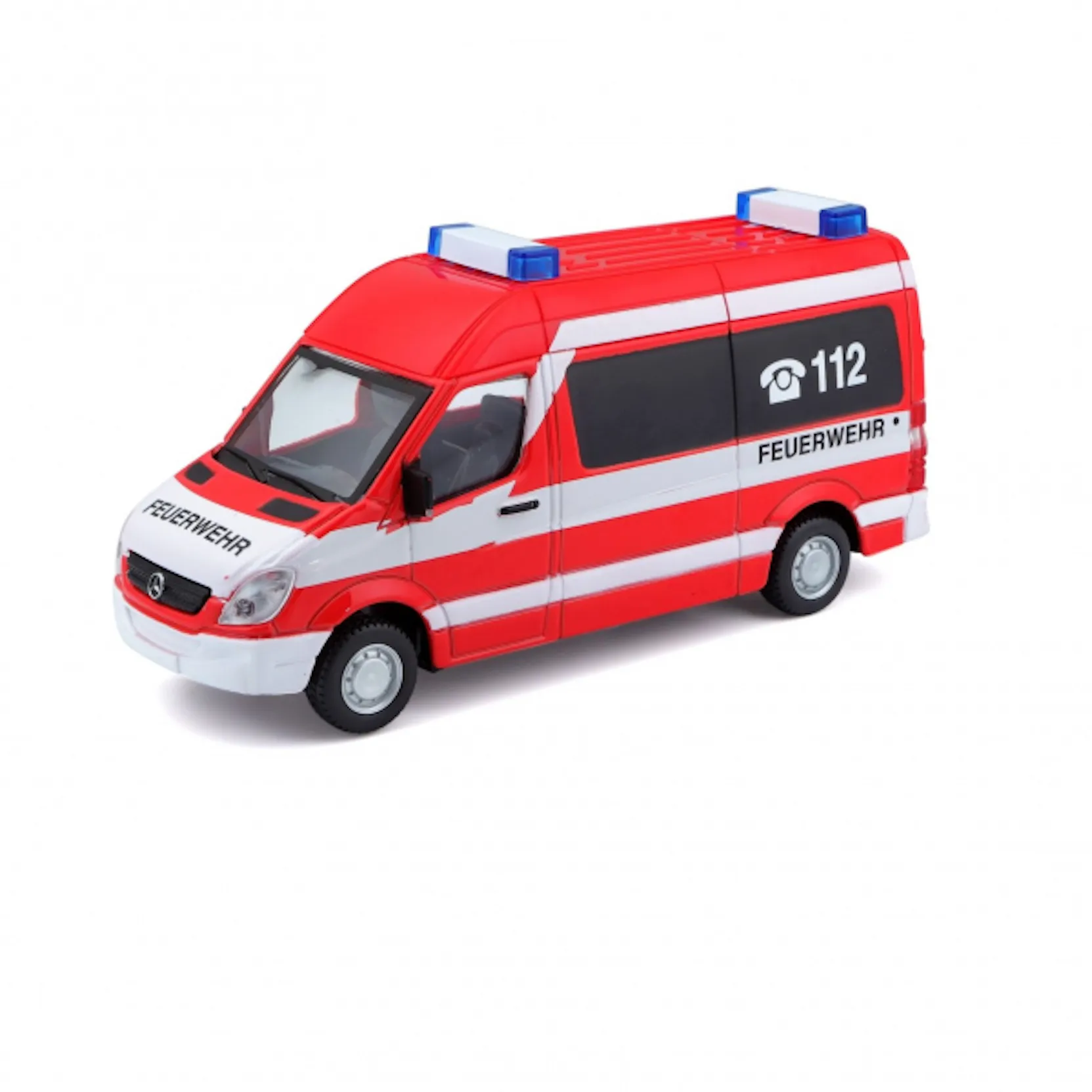 Bburago 18-32006F - Modellauto - Mercedes Sprinter Feuerwehr (rot, Maßstab 1:50)