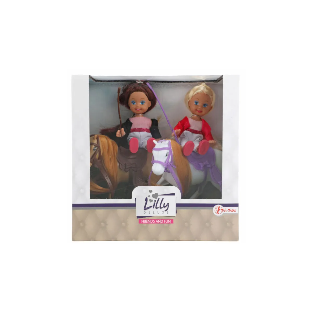 Toi-Toys 06520A- LILLY Teenager-Puppen 12cm mit 2 Pferden