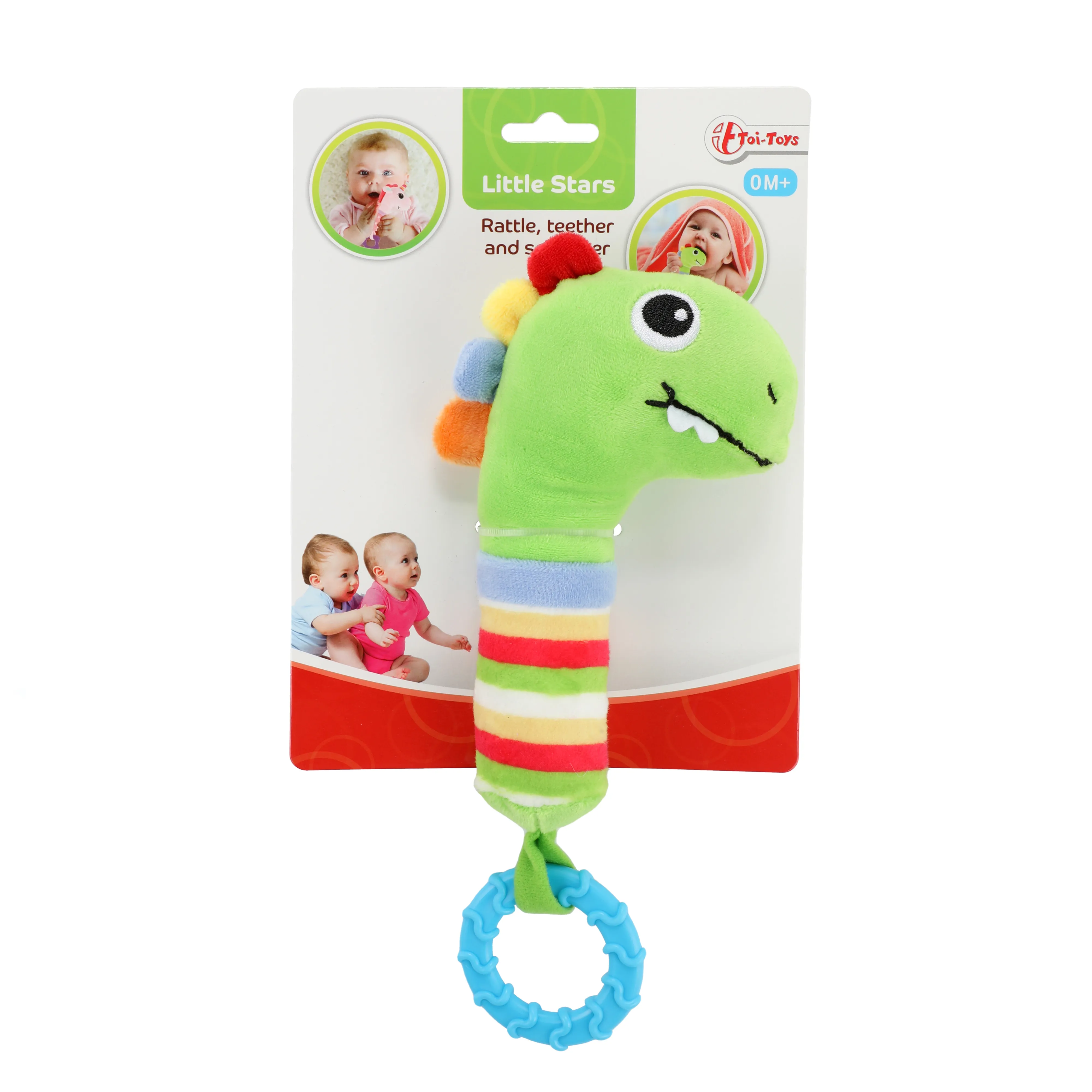Toi-Toys LITTLE STARS Babyrassel Dino – Rassel, Beißring & Quietsche Baby 0+