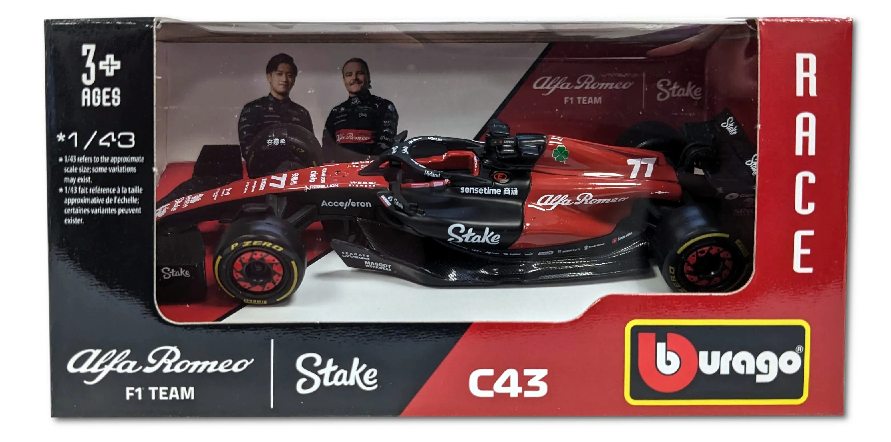 Bburago 18-38085B - Modellauto - F1 Alfa Romeo C43 '23 #77 Bottas (Maßstab 1:43)