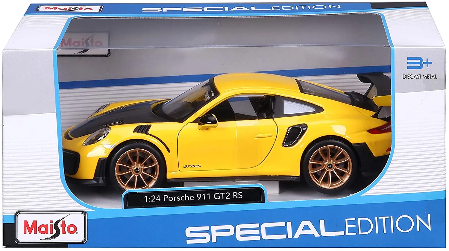 Maisto 31523 - Modellauto - Porsche 911 GT2 RS (gelb-schwarz, Maßstab 1:24)