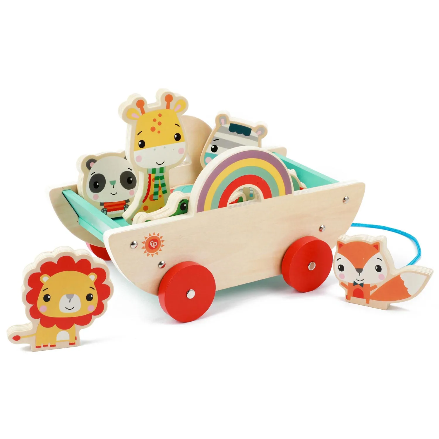 Fisher-Price - Holz-Ziehwagen mit 8 Tieren