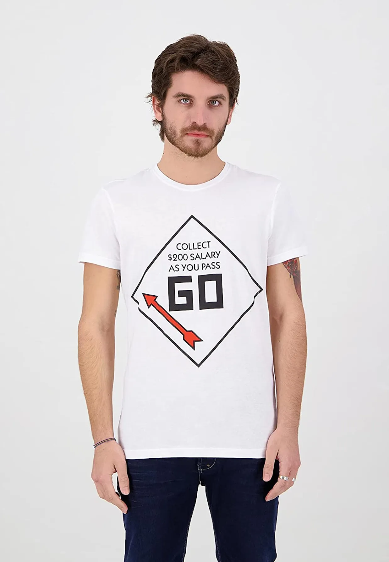 Difuzed - T-Shirt Herren - Monopoly »GO« (weiß)