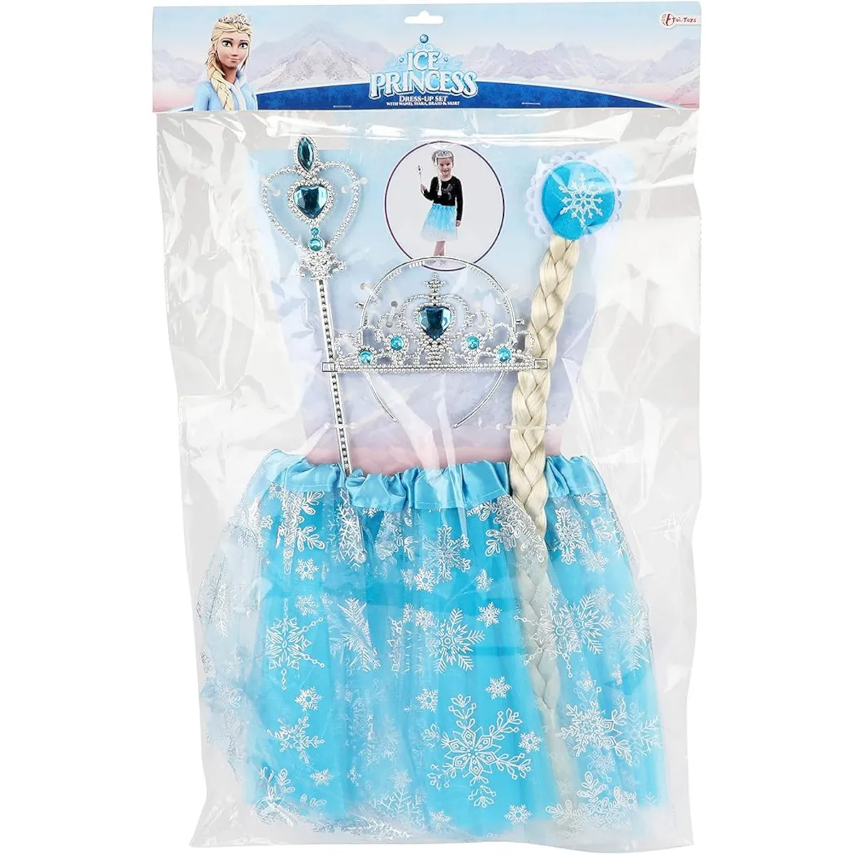 Toi-Toys - Kinderkostüm - Eisprinzessin Verkleidungsset (Tutu, Tiara, Zopf, Stab) Toi-Toys - Kinderkostüm - Eisprinzessin Verkleidungsset (Tutu, Tiara, Zopf, Stab)