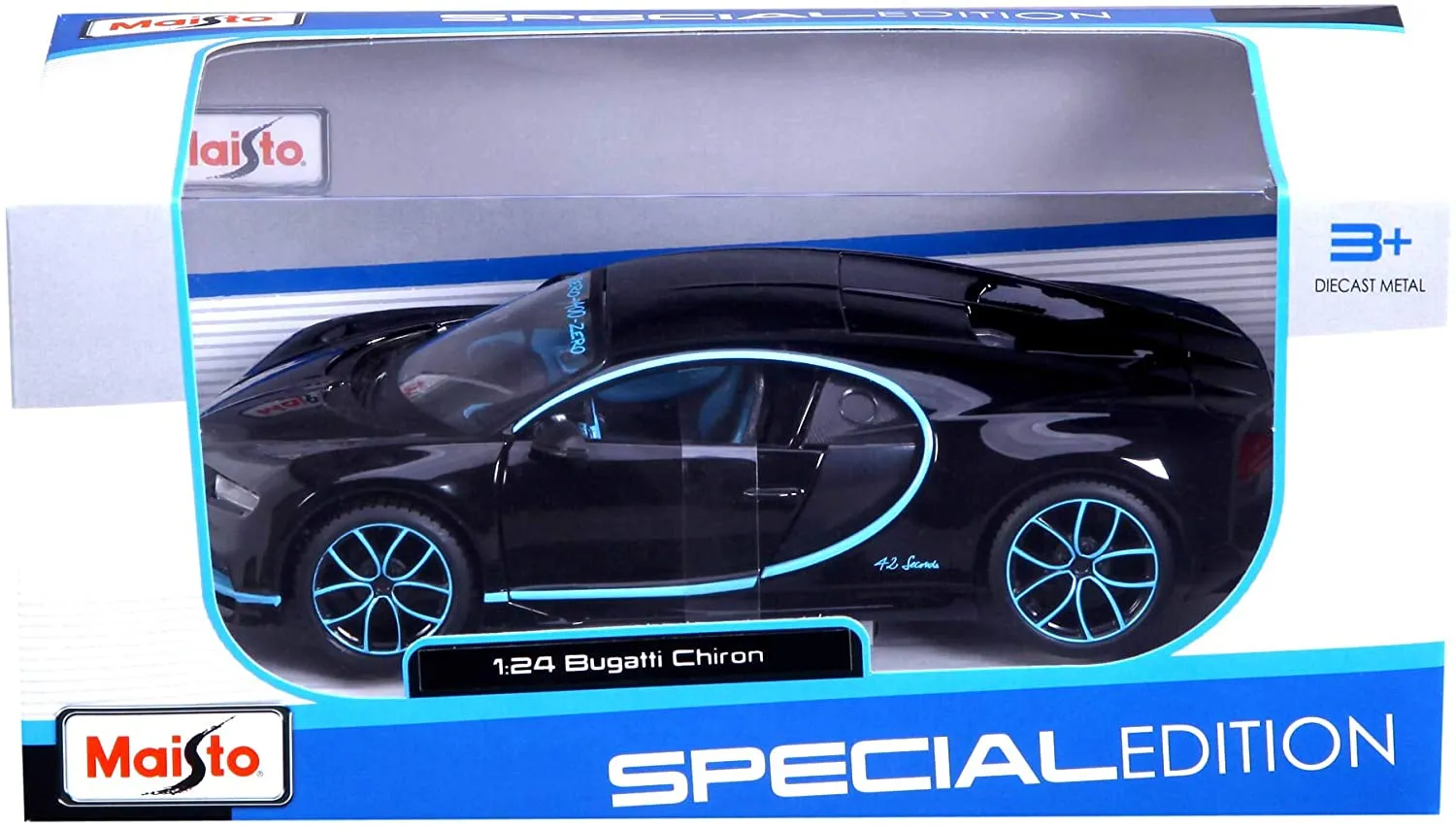 Maisto 31514BK - Modellauto - Bugatti Chiron »42« World Record (schwarz, Maßstab 1:24)