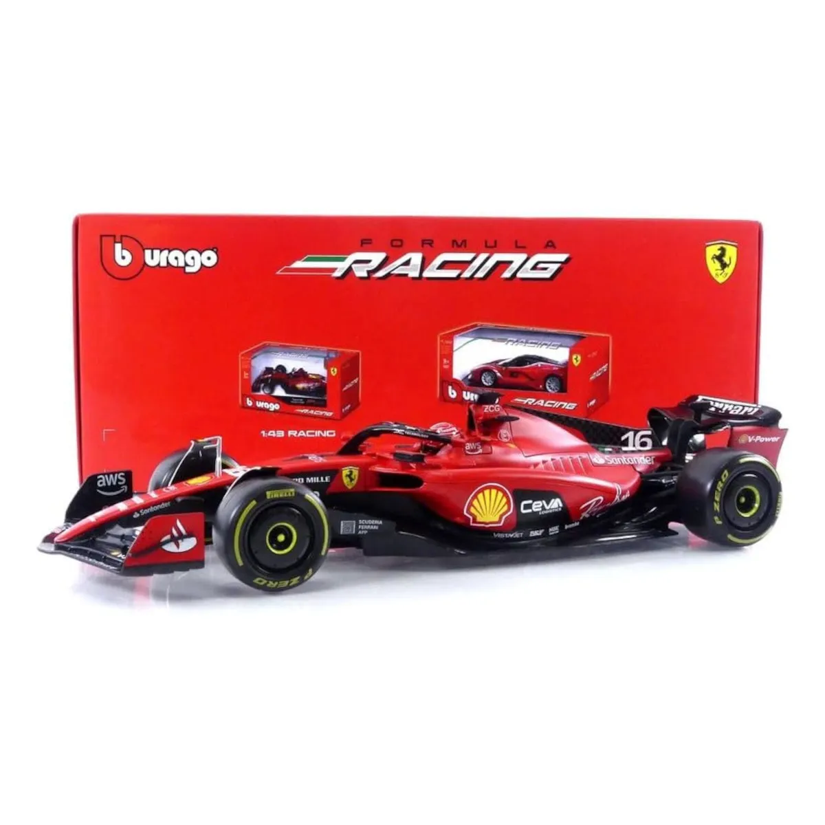 Bburago 18-16812L - Modellauto - F1 Ferrari SF-23, 2023 Leclerc (Maßstab 1:18)