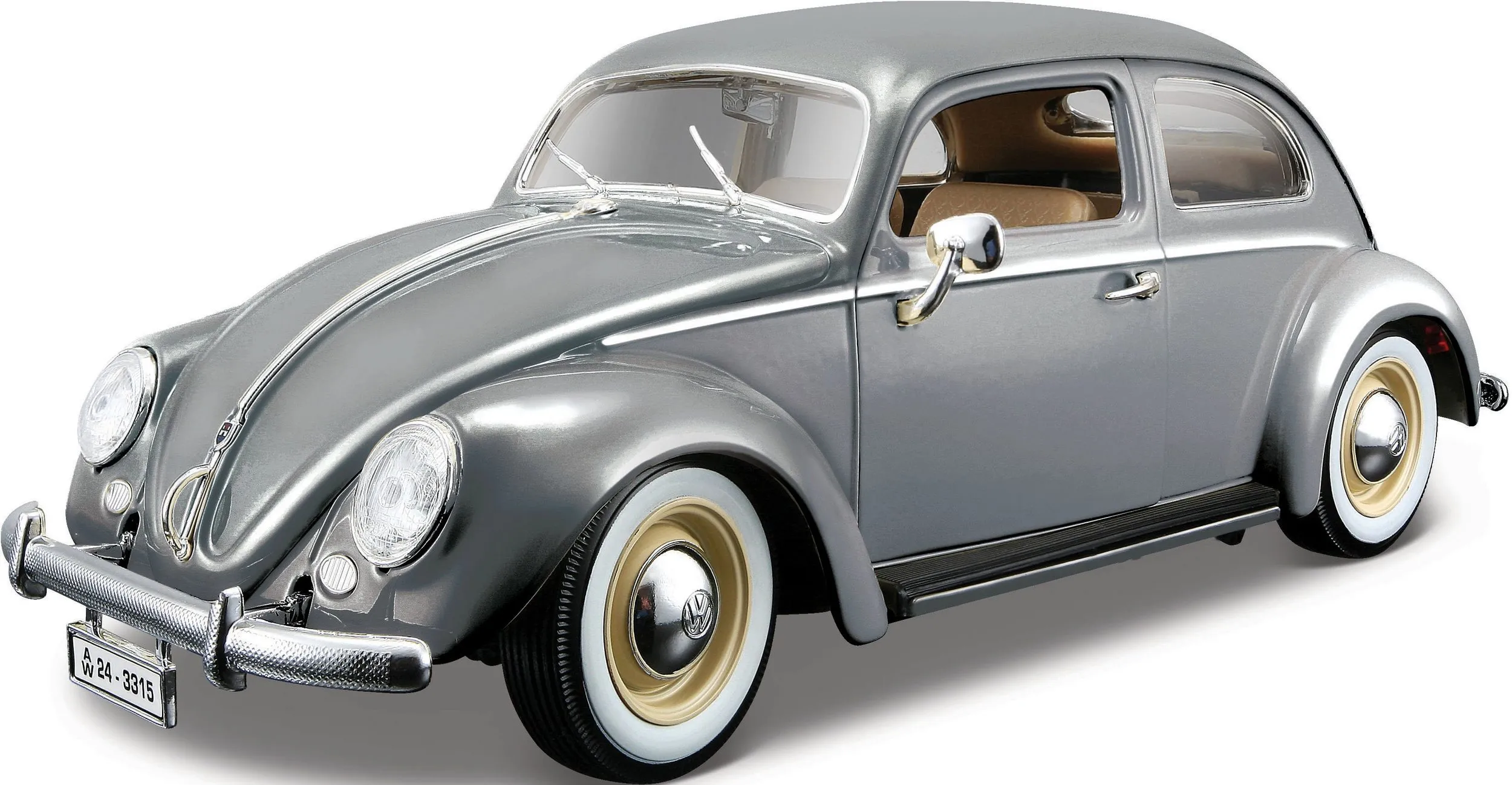 Bburago 18-12029G - Modellauto - Volkswagen Käfer-Beetle 1955 (grau, Maßstab 1:18)