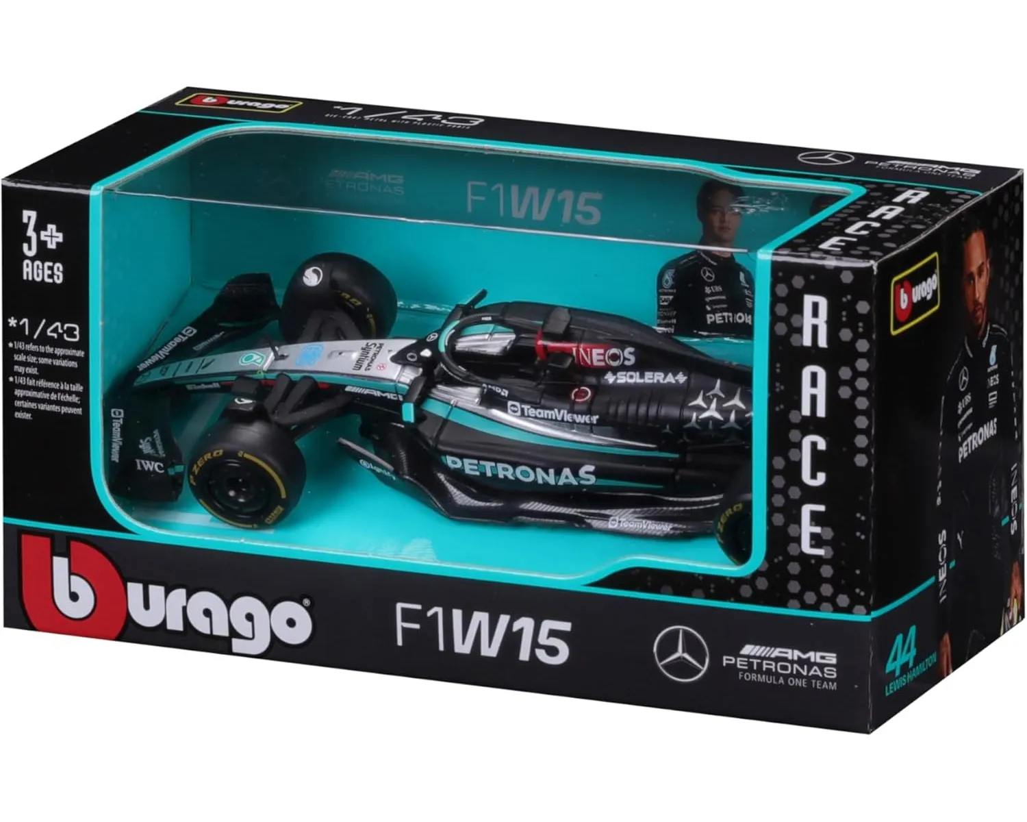 Bburago 18-38208R - Modellauto - F1 MB AMG W15E GB GP #63 Russell (Maßstab 1:43)