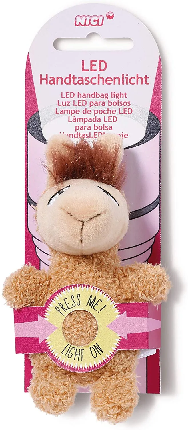 NICI LED Plüsch-Handtaschenanhänger Lama Luis (braun, 9cm)