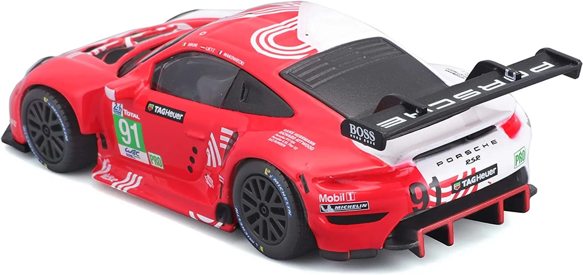 Bburago 18-38308 - Modellauto - Porsche 911 RSR LeMans '20 (rot, Maßstab 1:43)