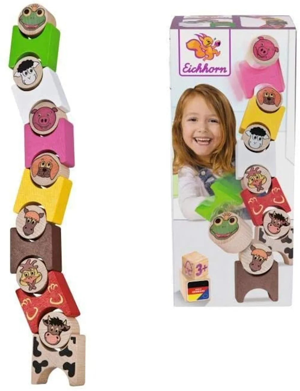 Eichhorn 100072315 - Holz-Stapeltiere Bauernhof (14 Teile)