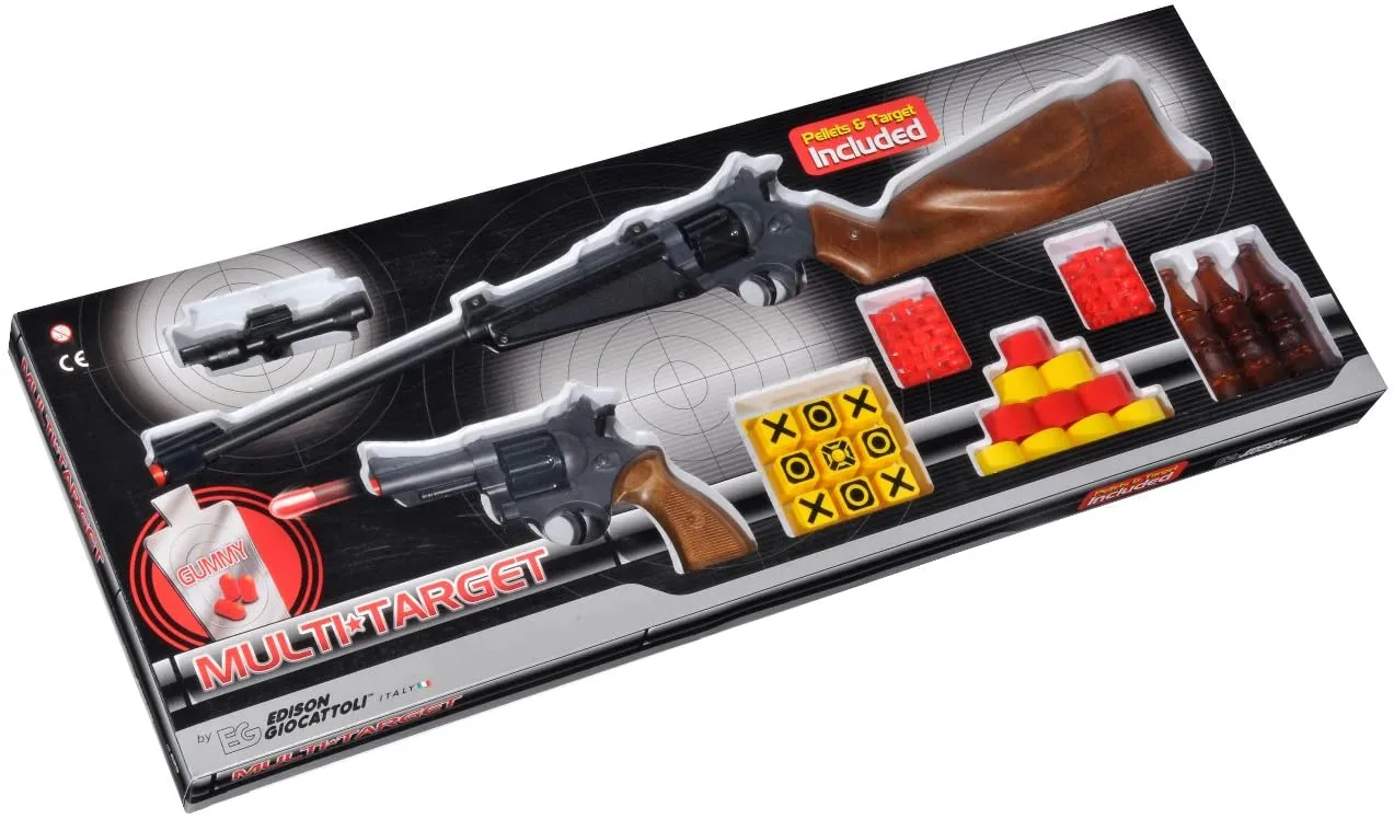 Edison Giocattoli - Multitarget-Set (8 Schuss Pistole + 8 Schuss Gewehr + Ziele)