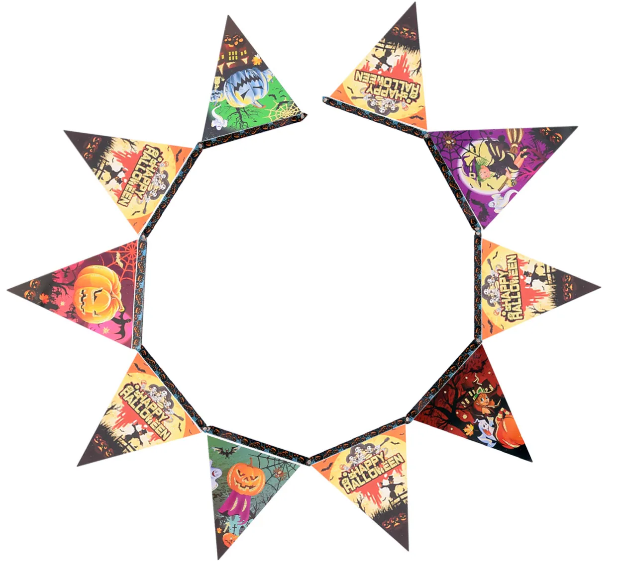 Halloween Deko 2er Set (Papier Girlande + Aufhängebild) Motiv 1