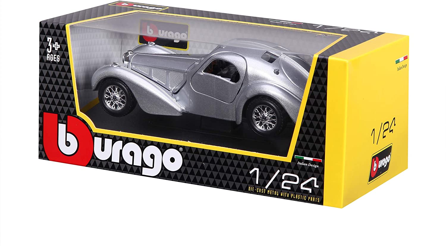 Bburago 18-22092 - Modellauto -  Bugatti Atlantic (silber, Maßstab 1:24) 