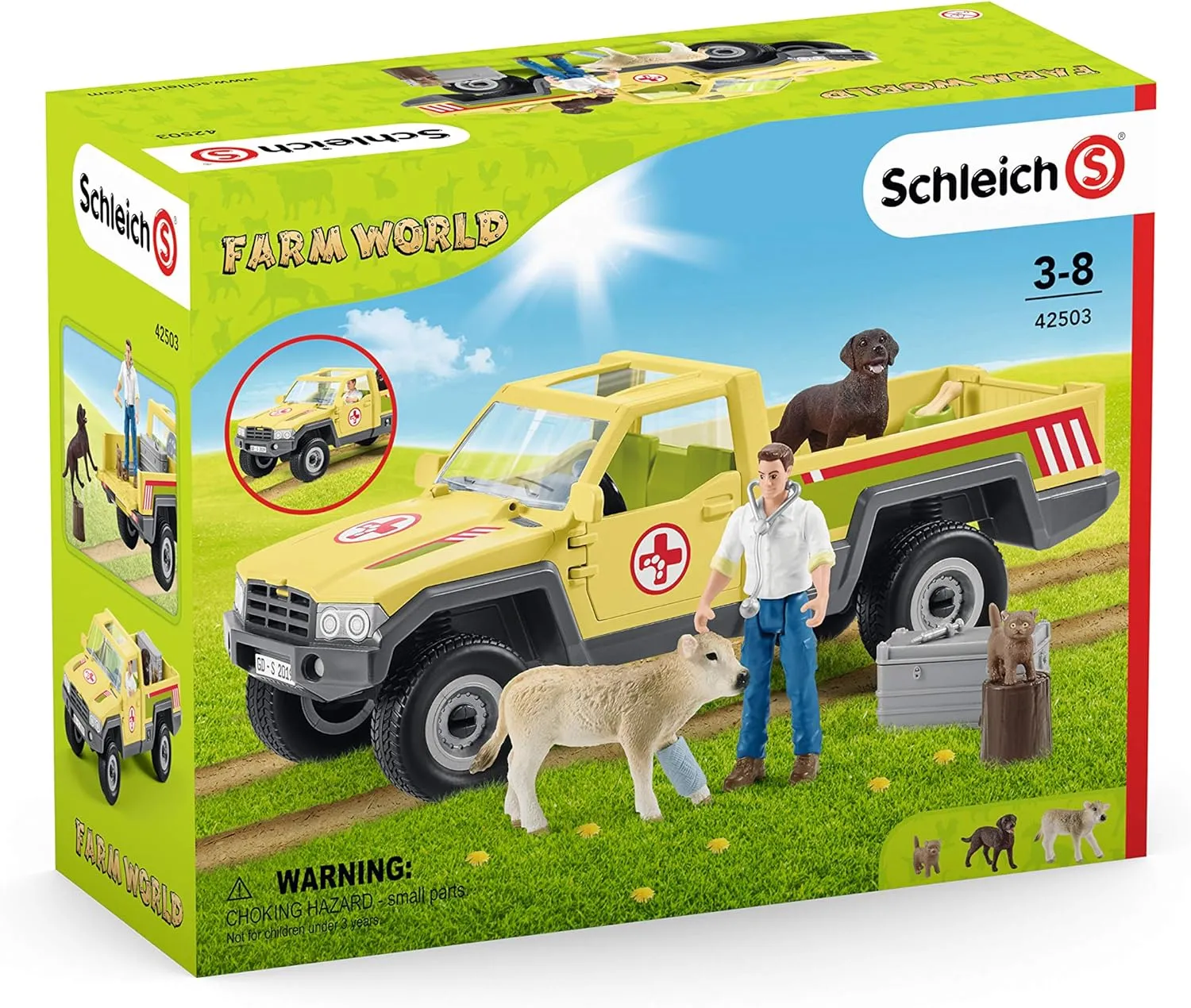 Schleich Farm World Set - Tierarztbesuch auf dem Bauernhof + Picknick mit kleinen Haustieren