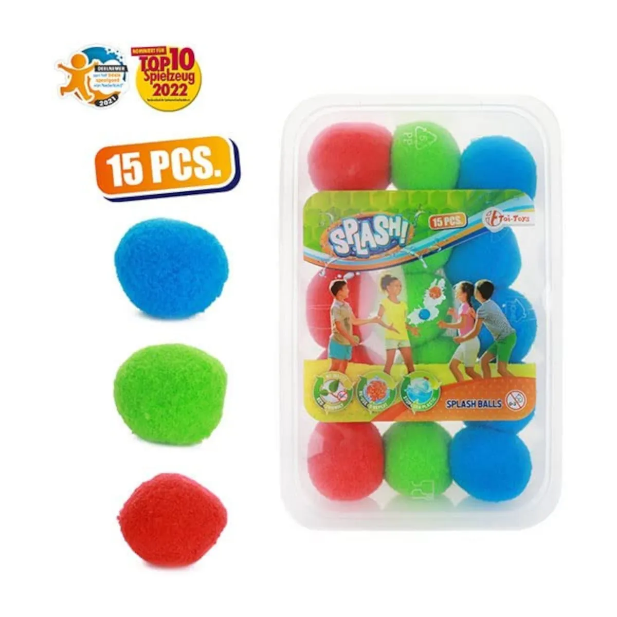 Toi-Toys - SPLASH Super Splashbälle 5cm (15 Stück mit Aufbewahrungsbox)