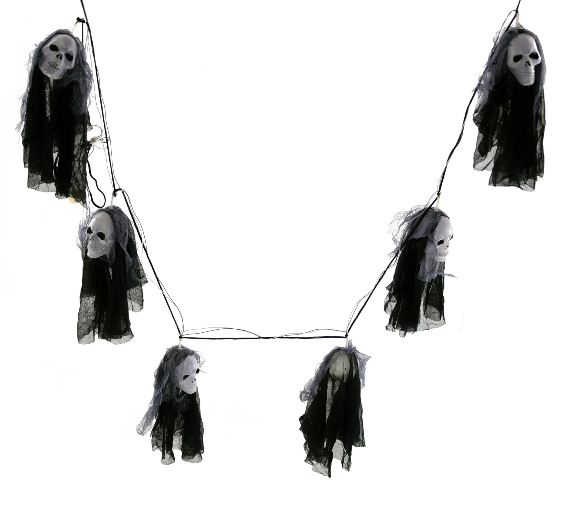 Halloween Dekoration - Lichterkette 6 Geister (1,80m)