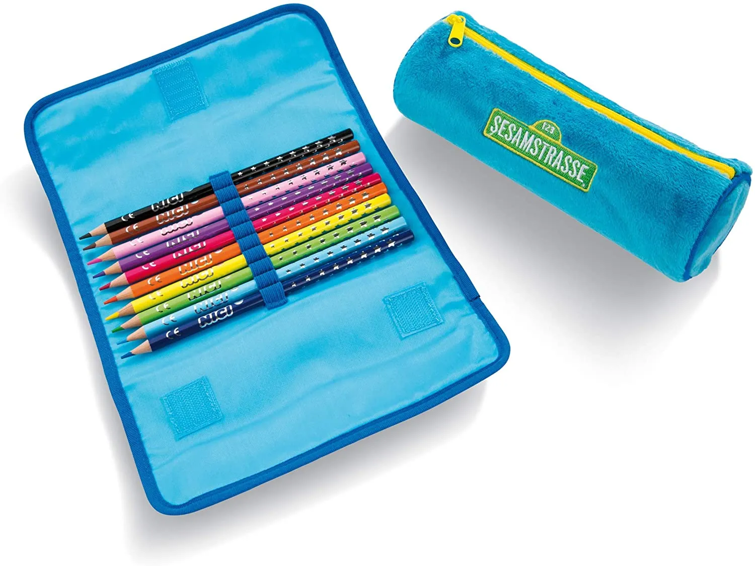 NICI Sesamstraße Kindergartentasche Ernie + Münztasche/Portemonee + Stiftemäppchen (3er-Set)