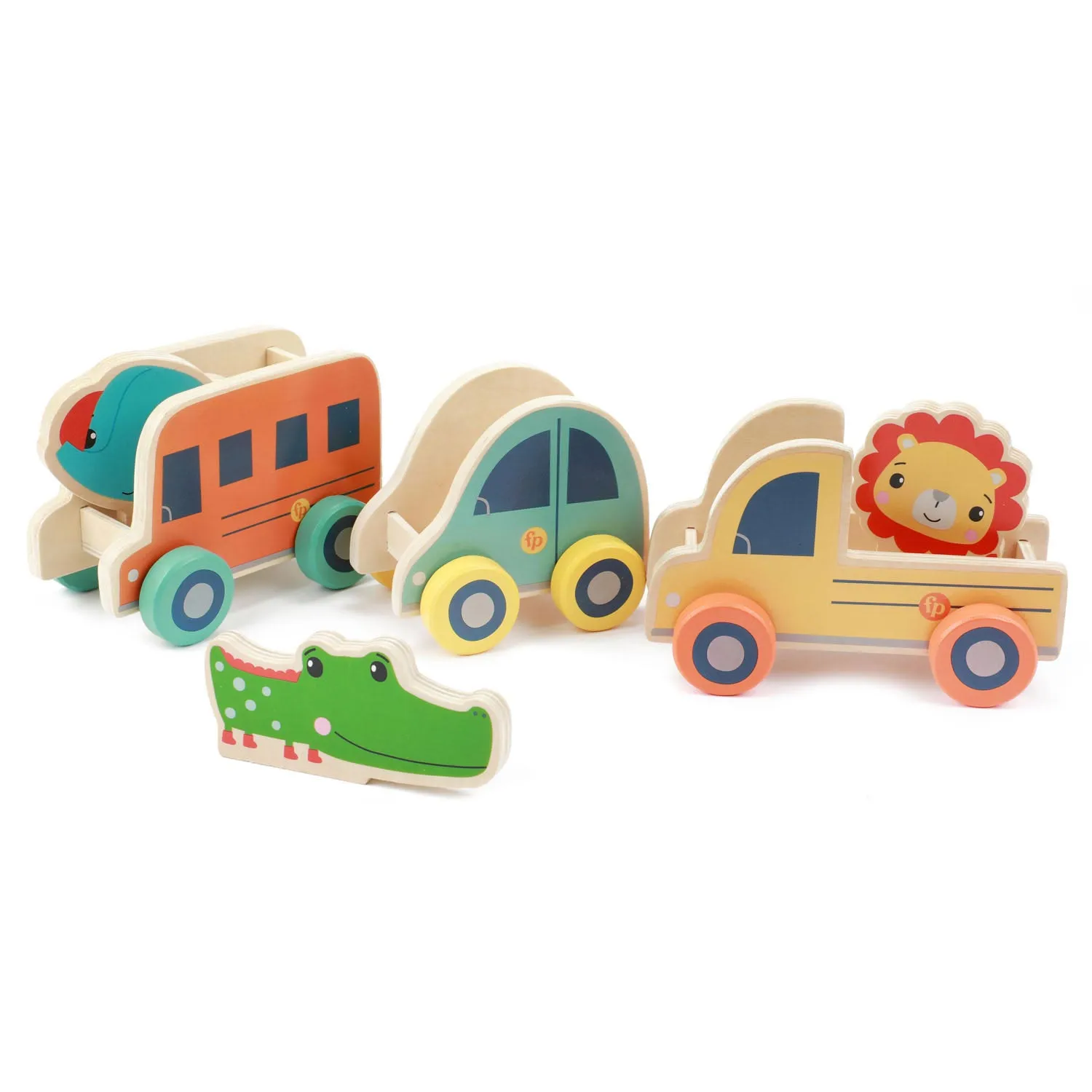 Fisher-Price - Holz-Fahrzeuge 3 Stück + Tiere