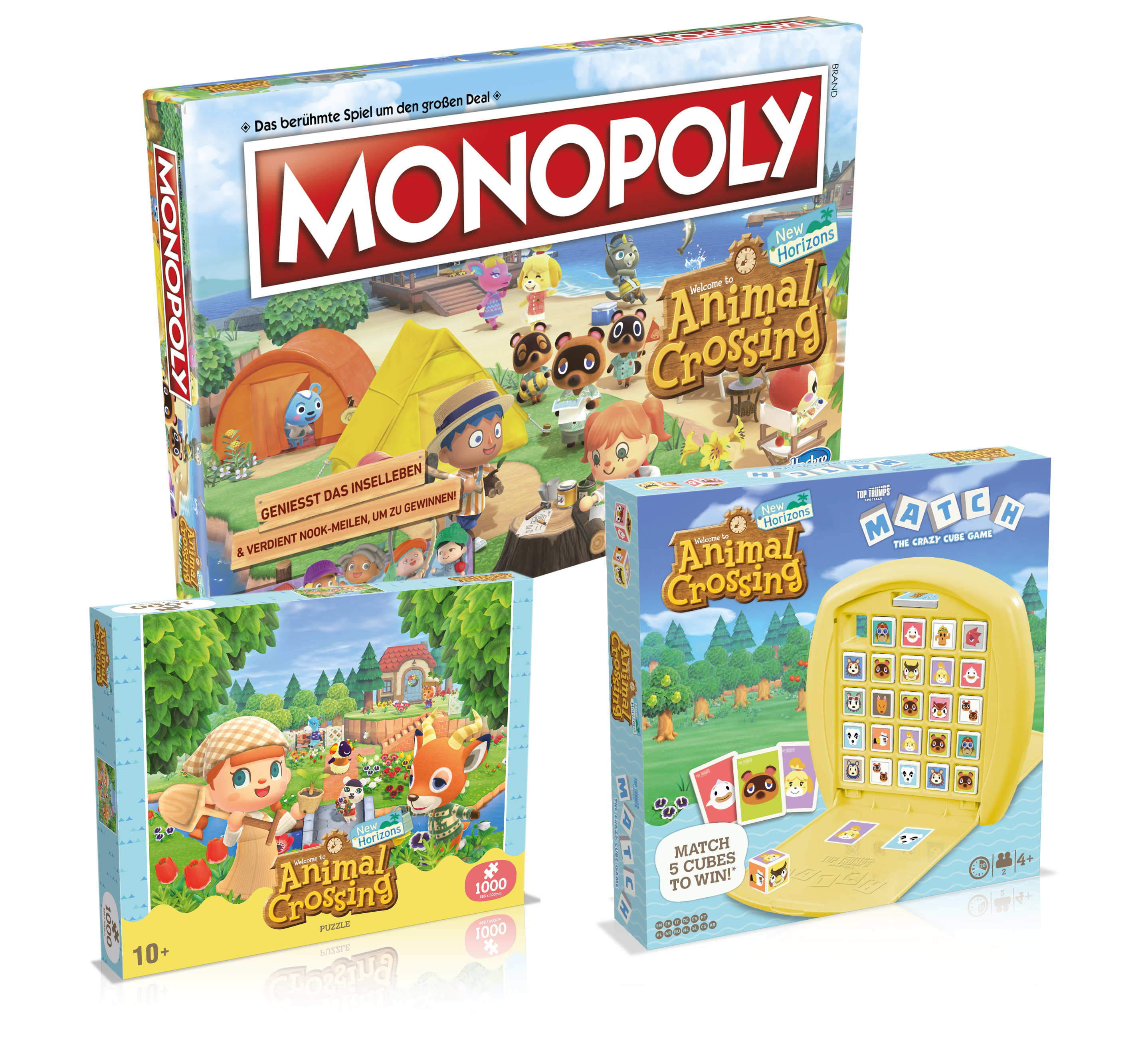 Animal Crossing Spiel 3er Set: Monopoly + Match + Puzzle (1000 Teile)