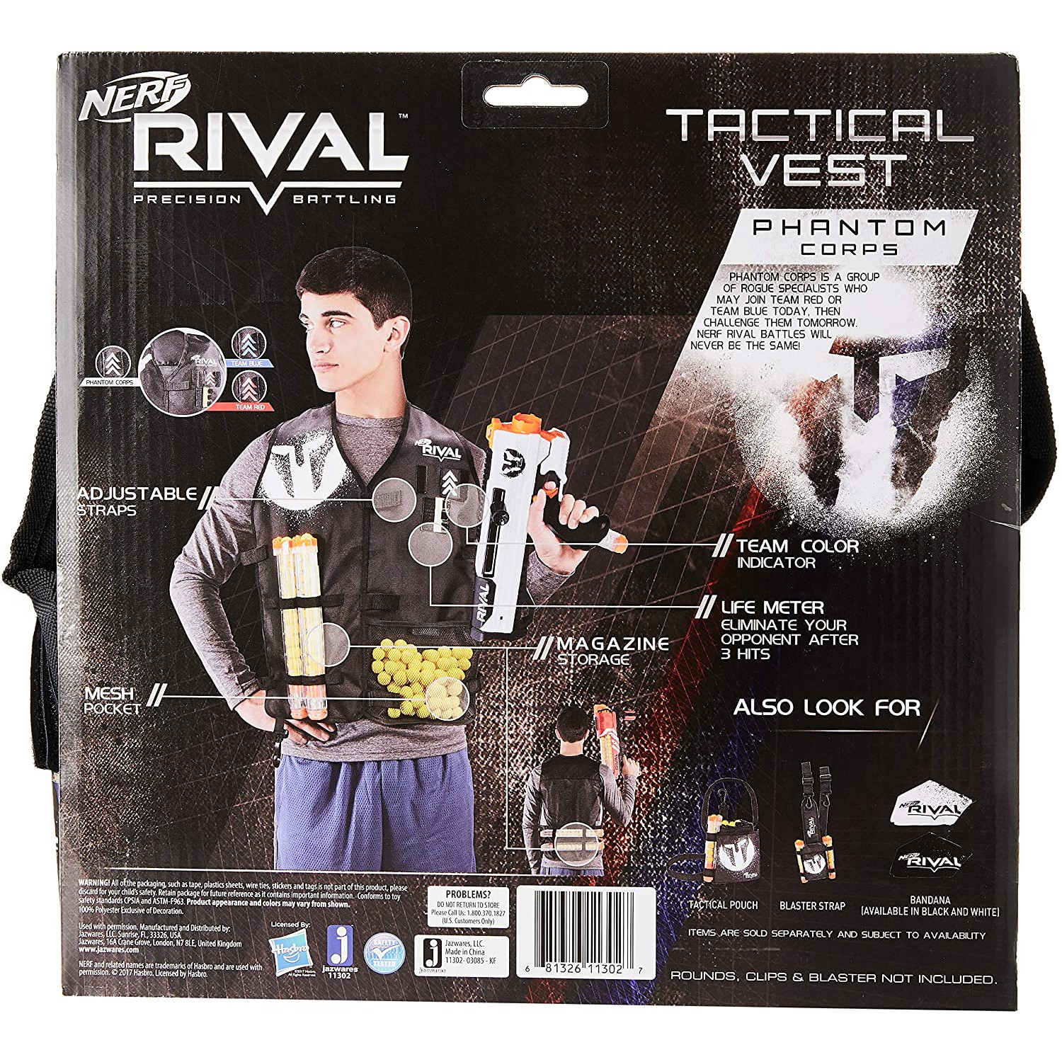 Jazwares 11302 - NERF - Taktische Multifunktionsweste »Rival Phantom«
