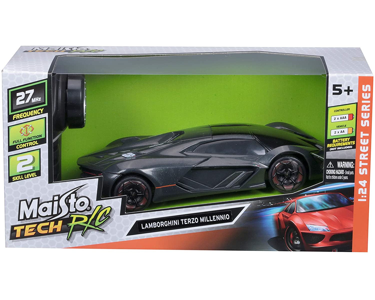 Maisto Tech 82332 - Ferngesteuertes Auto - Lamborghini Terzo Millennio (schwarz, Maßstab 1:24) 