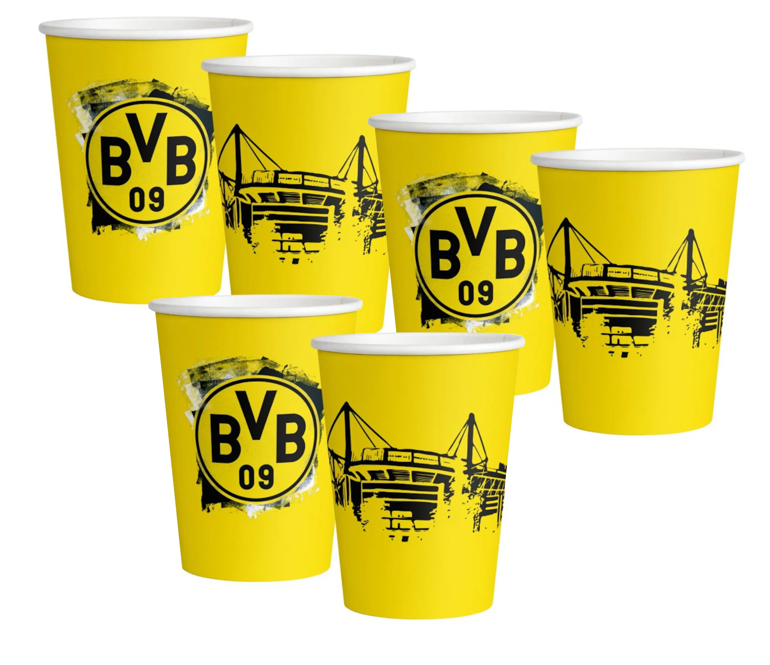 Amscan 9908527 - BVB Dortmund - Pappbecher (6 Stück, 500ml)