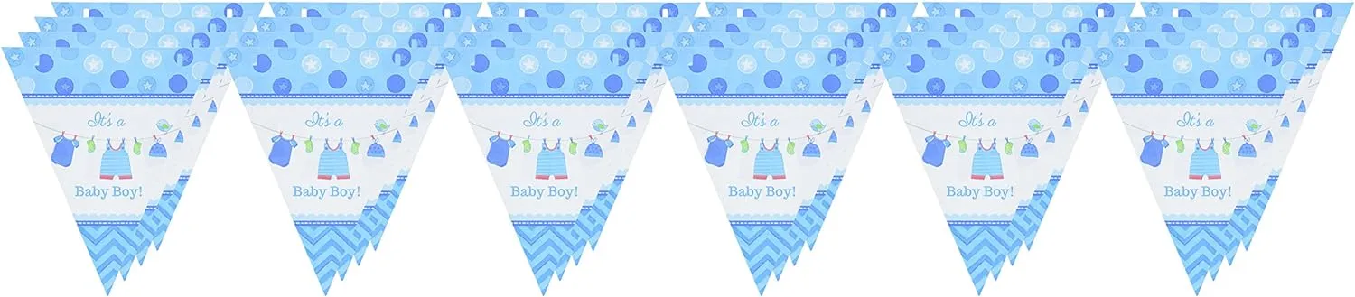 Amscan 121492 - Wimpelkette - Shower with Love, It's a baby boy (Papier)
