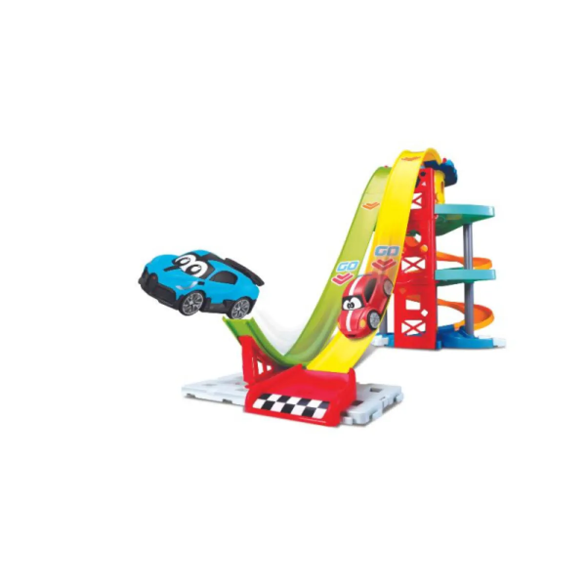 BB Junior 16-88604 - Spielset - Launch & Race Tower (inkl. 2 Fahrzeugen VW+Bugatti)