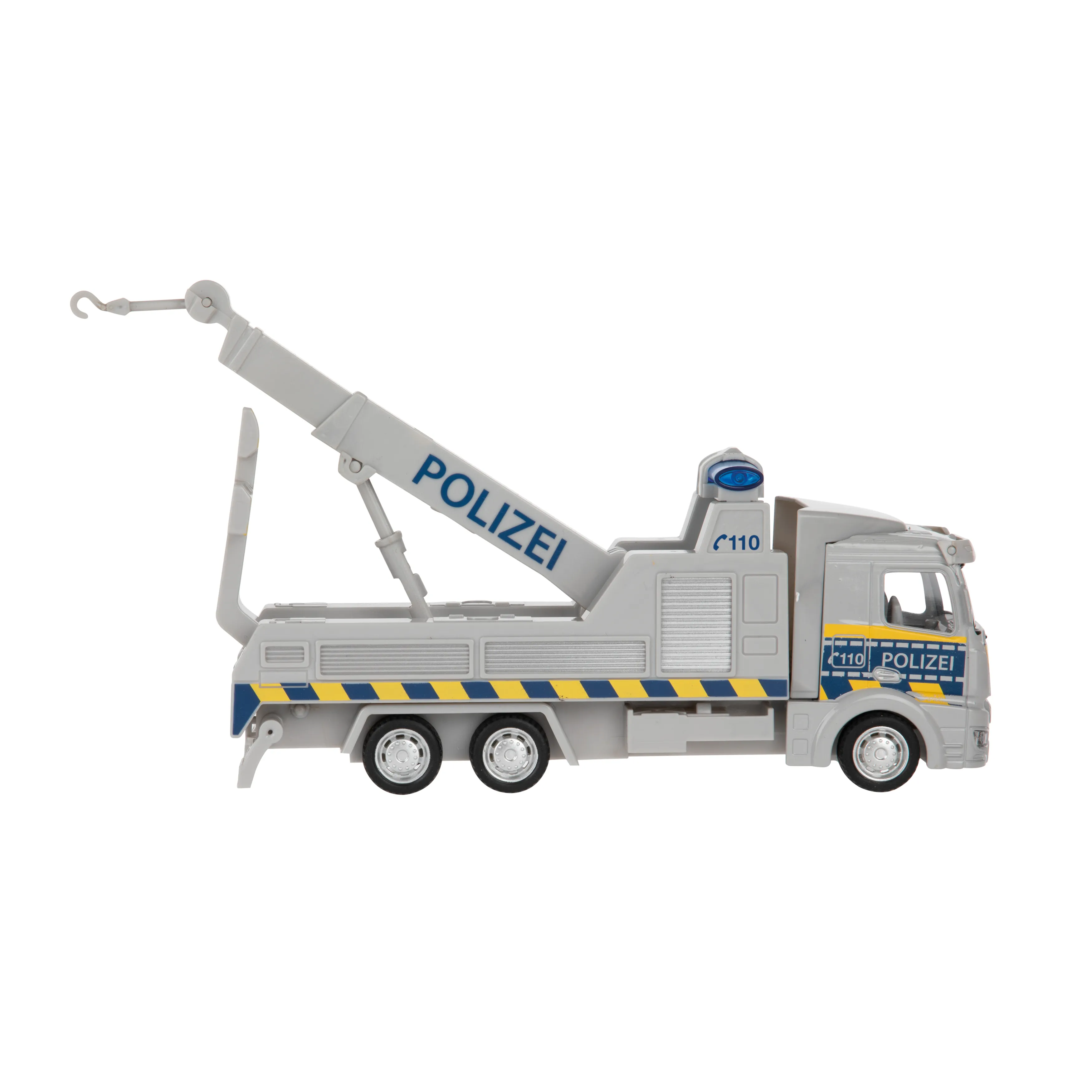 Toi-Toys 21745B - Metal World Spielzeugauto - Polizei Abschleppwagen mit Rückzugmotor