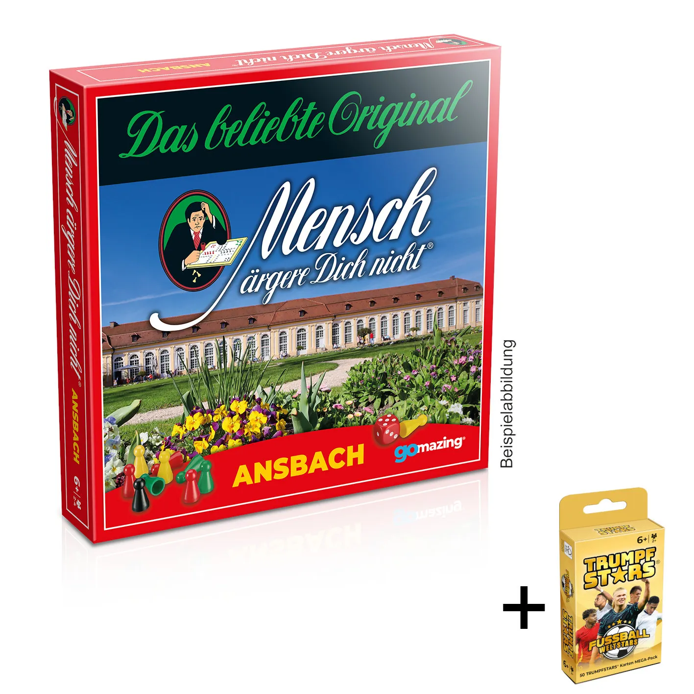 Mensch ärgere Dich nicht® - Ansbach inkl. GRATISPRÄMIE Trumpfstars Fußball Weltstars