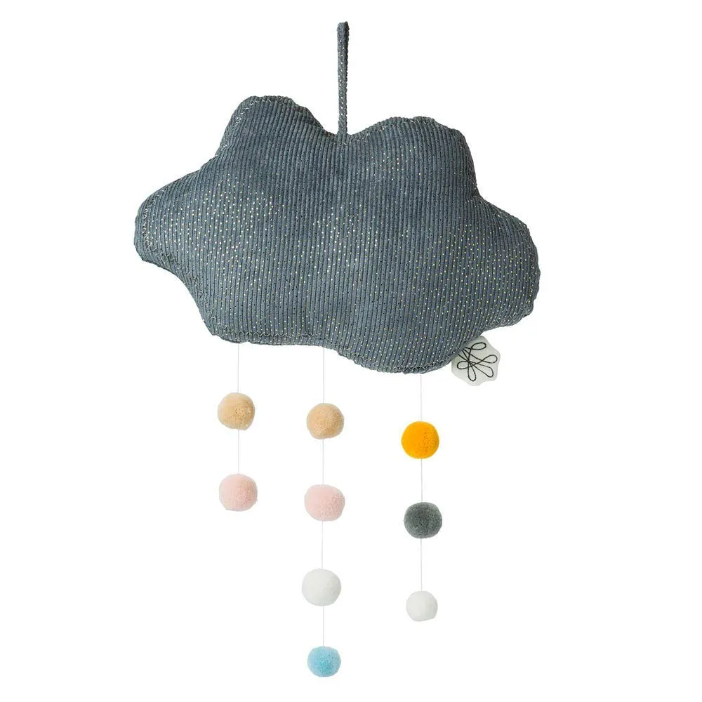 Picca Loulou Mobile "Wolke" (grau, 34cm) mit Pom-Poms