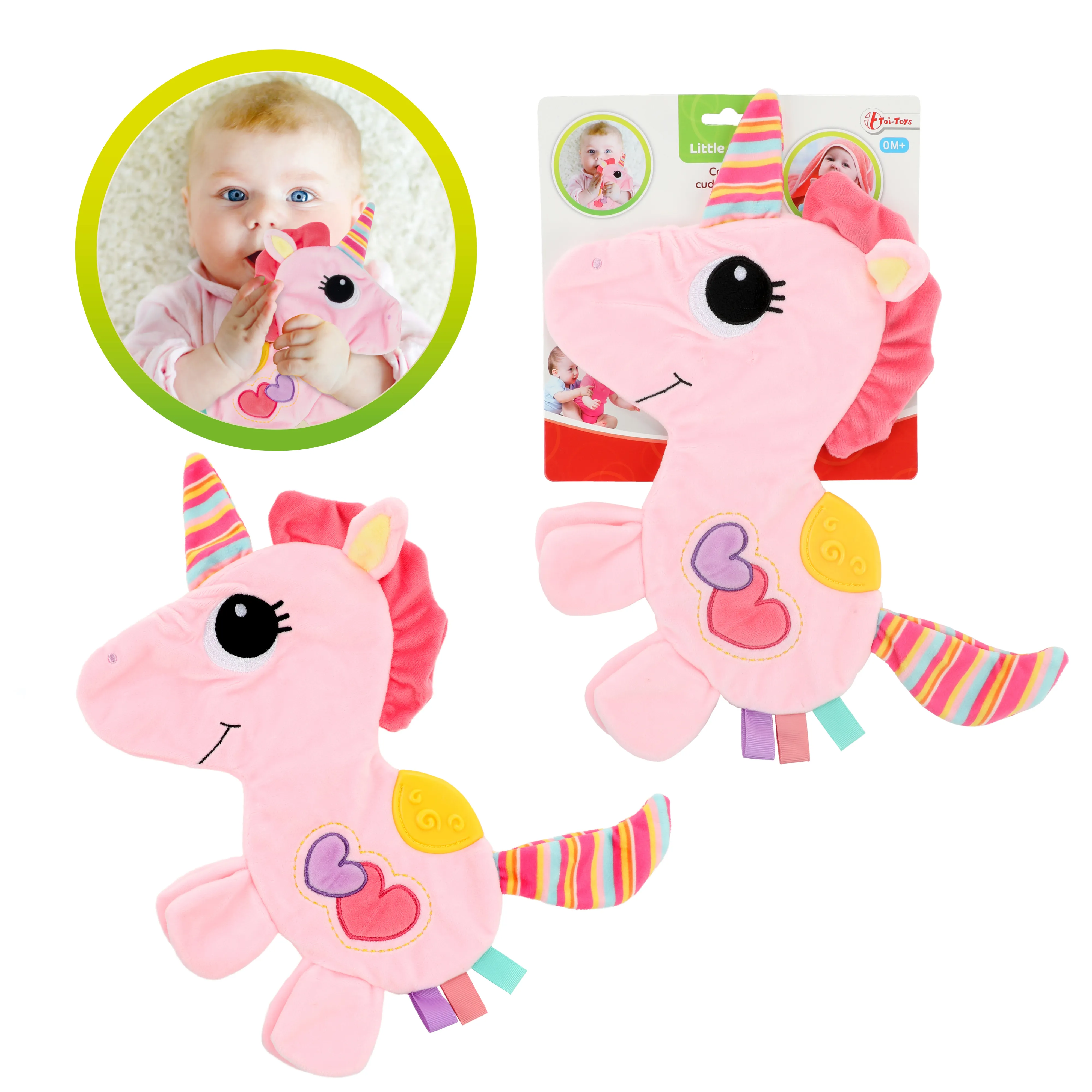 Toi-Toys LITTLE STARS Einhorn Knistertuch – Kuscheltuch für Babys