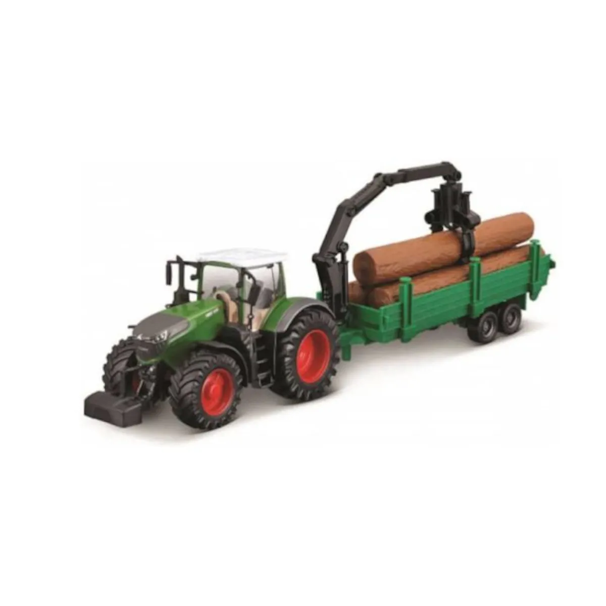 Bburago 18-31677 - Traktor - Fendt 1050 Vario mit Holztransporter (10cm)