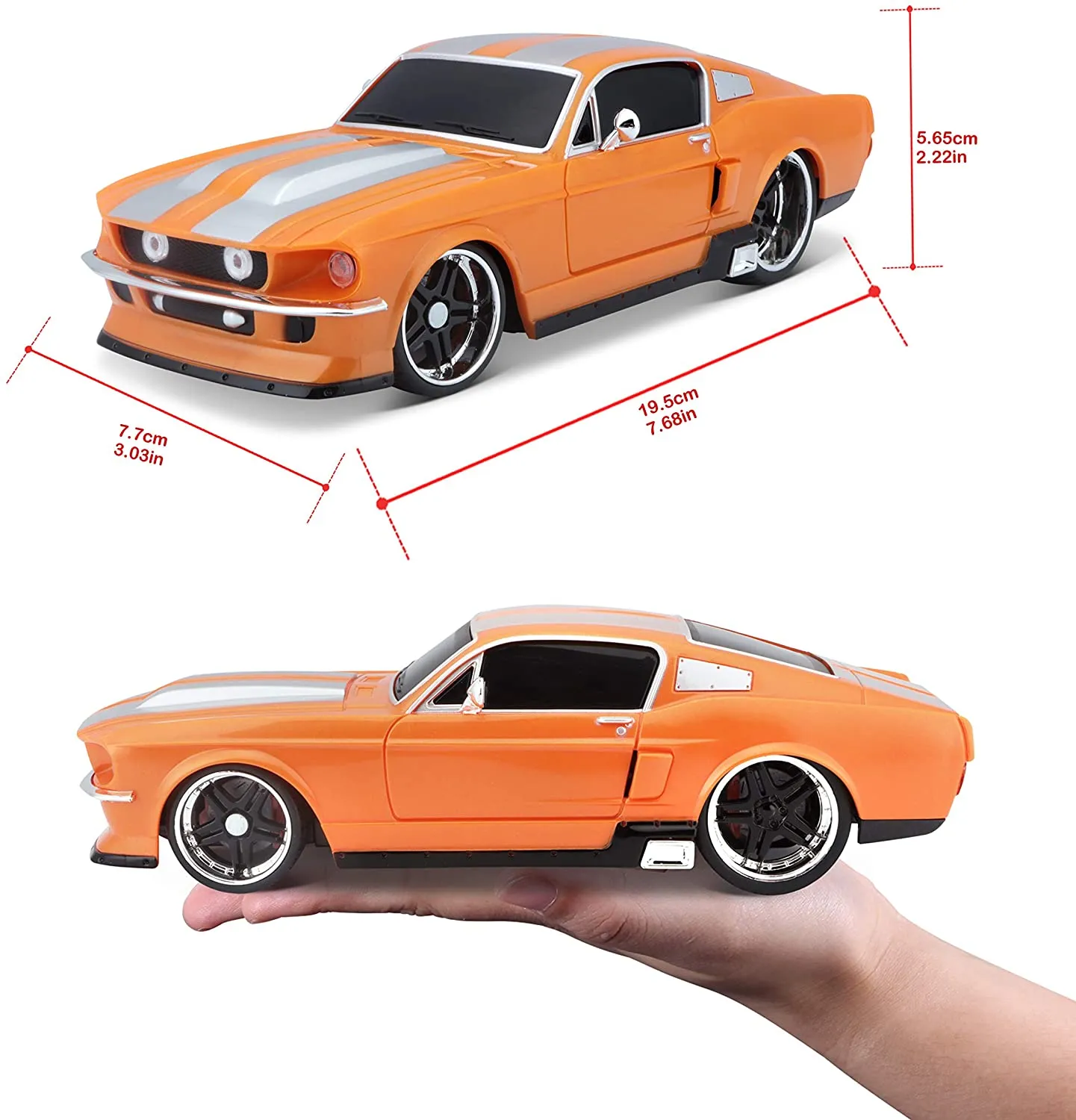 Maisto Tech 81061-1 - Ferngesteuertes Auto - Ford Mustang GT '67 (orange, Maßstab 1:24)