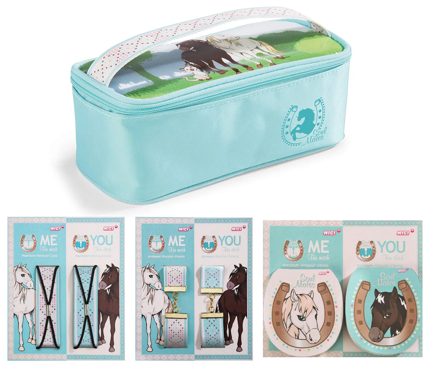 Soulmates 4er Set (Kosmetiketui, Armbänder, Haarbänder, Notizblöcke)
