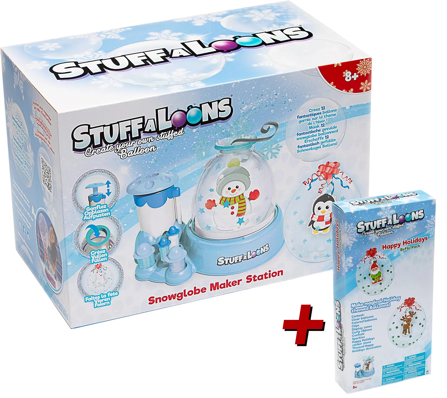 BOTI 37367 - STUFFALOONS - Schneekugel Ballon Station + Happy Holiday Refill Pack
